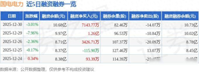 国电电力股价下跌当日融资买入情况及业绩表现分析