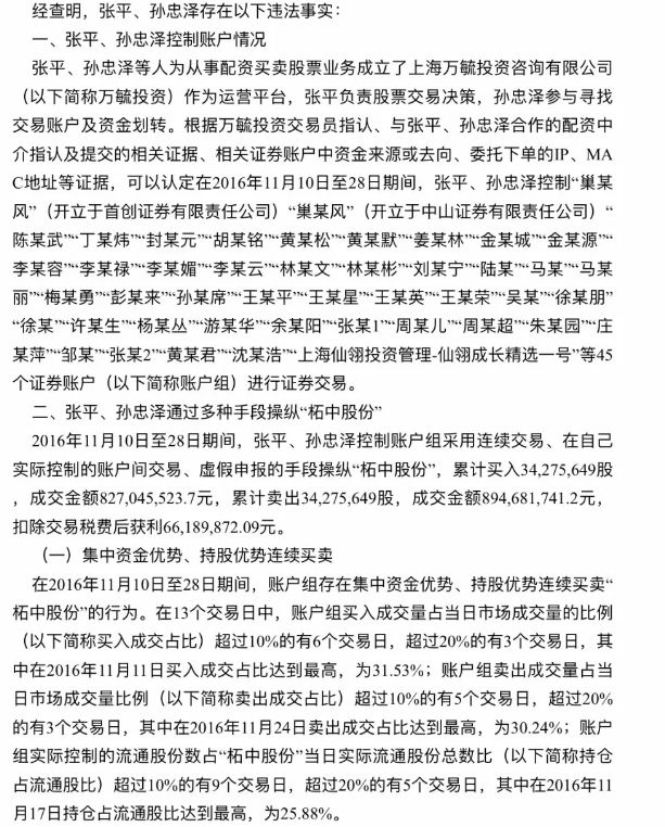 证监会处罚配资公司操纵股价_操纵柘中股份案详情_股票配资账户