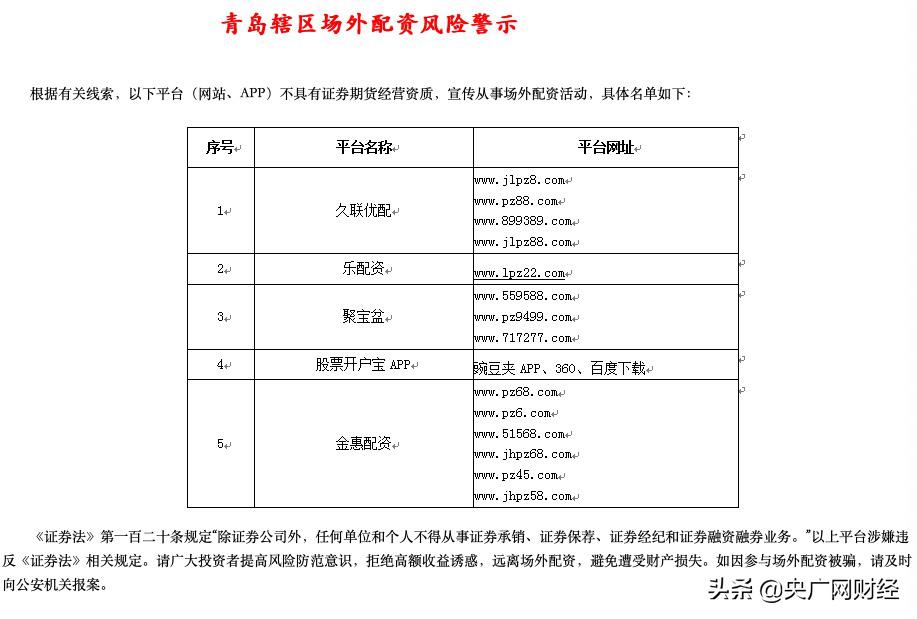 多地证监局警示场外配资风险，远离非法平台防财产损失